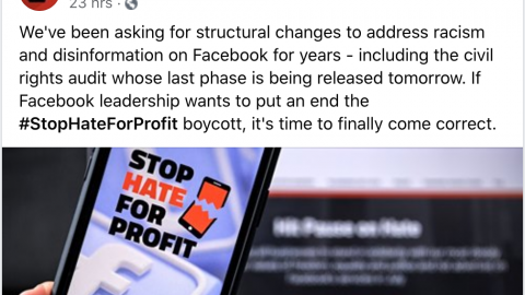 Leftist Group Calling For Facebook Boycott Is Still Running Ads On Facebook